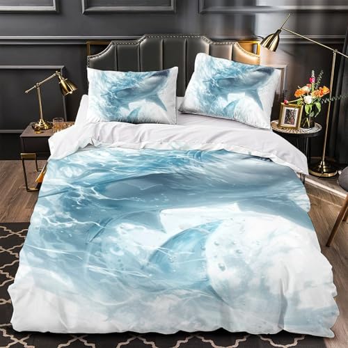 Parure de lit grand requin blanc en microfibre premium douce 3D