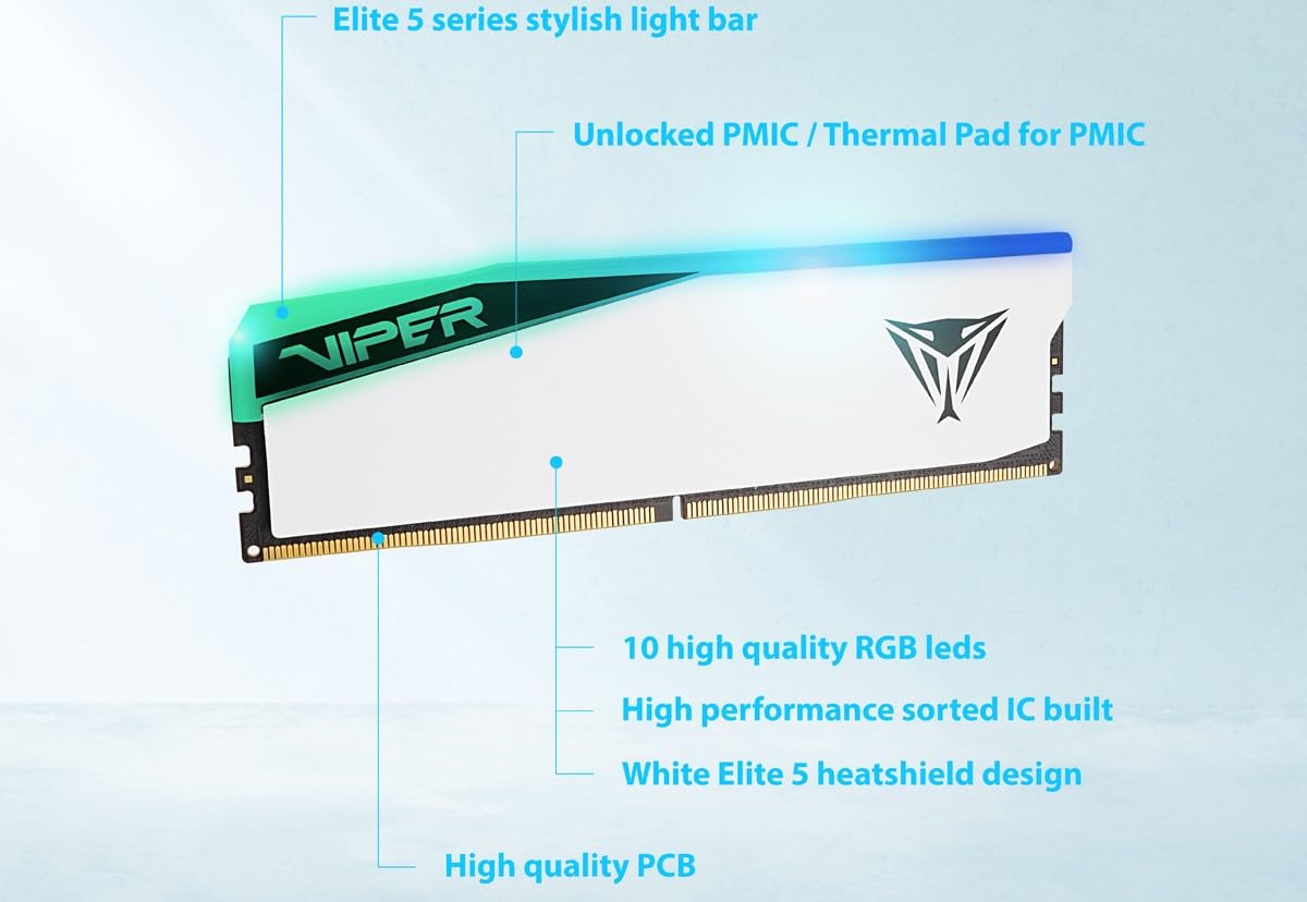 Patriot Memory Viper Elite 5 RGB DDR5 RAM 32GB (2X16GB) 6600MT/s