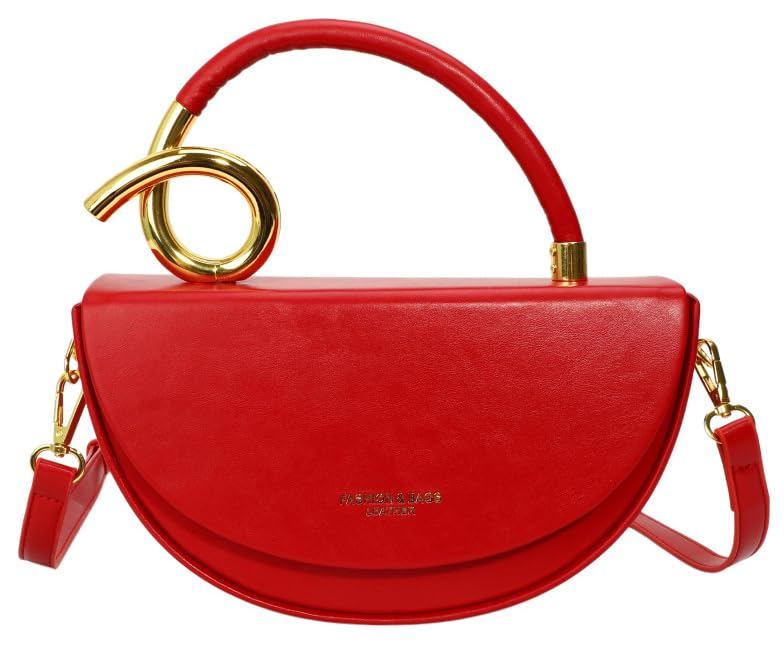Semi-circular Saddle Purses for Women Elegant PU Leather Tote Shoulder Bag Chic Crossbody Handbag