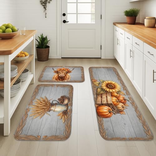 Tapis de cuisine en tissu doux de qualité supérieure motif blé d'automne rustique