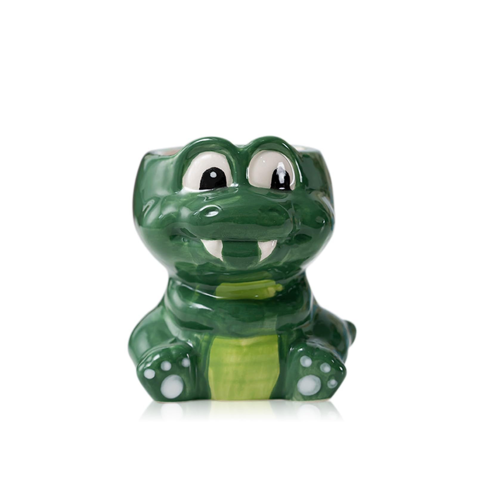 DIYOMR Cute Animals Planter, Mini Ceramic Cartoon Animal Shaped Succulent Flower Pot Indoor Air Plants Holder, Smooth Shiny Decorative Flower Vase Cactus Container Fun Animal Decor (Crocodile)