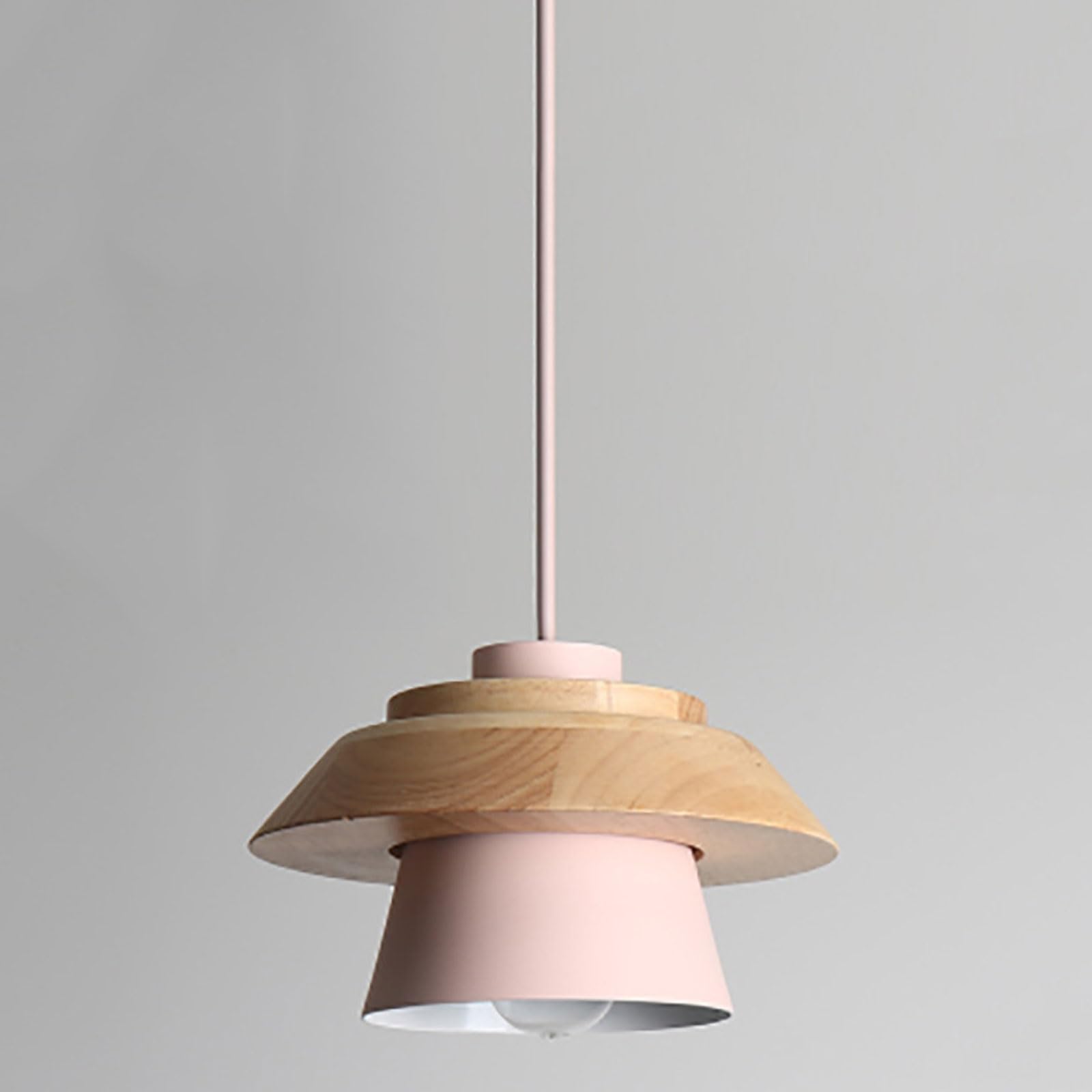 Rszcsmo Pink Simple Log E26 Bedside Pendant Light 7.87In Multi-Color Aluminum Single-Head Dining Hanging Lamp, Balcony, Stairwell, Dining Table, Lighting Fixture