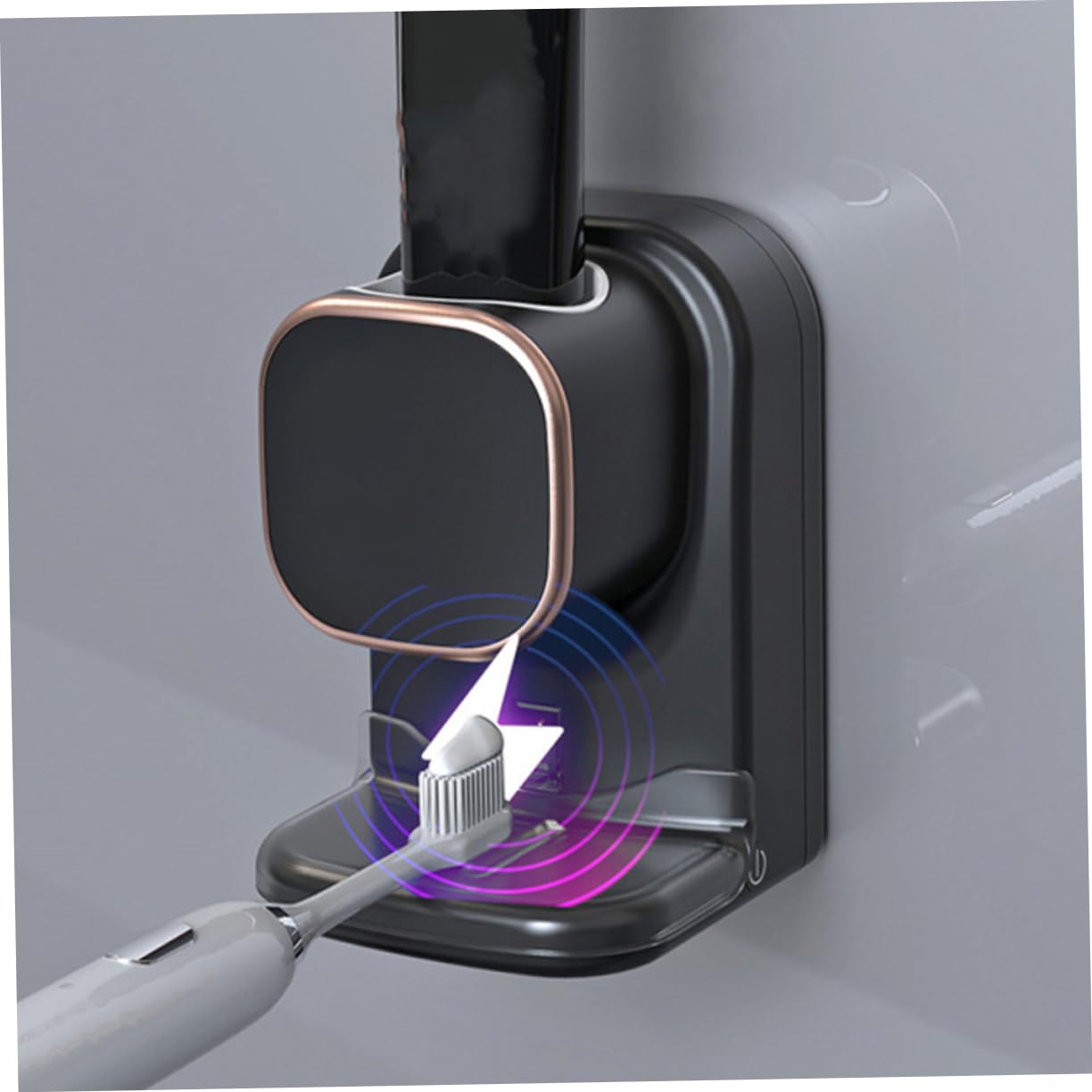 Dispenser Dentifricio Automatico Cavo USB Incluso da Parete Sensore in Plastica Nera Resistente, Facile da Installare senza Fori, per Bagno e Crema Mani