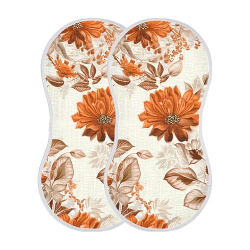 2 Pack Baby Burp Cloths, Soft Absorbent Burping Cloths for Babies, Cotton Milk Spit Up Rags, Large Size for Newborns, Baby Boys and Girls (Autumn Blush Floral Pattern)2