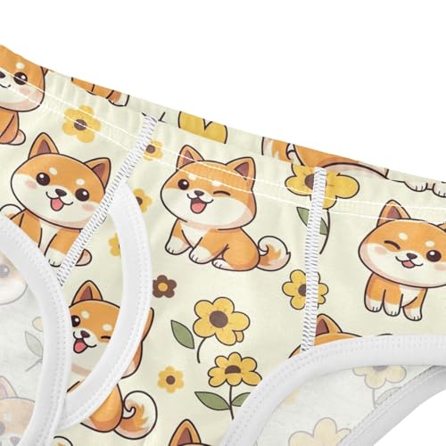 CHIFIGNO Boy Cotton Underwear Soft Briefs Printed Briefs Underwear for Toddler Boy, Cute Cartoon Dogs Yellow4