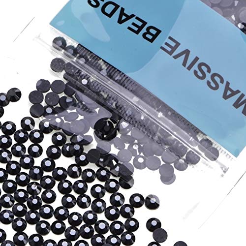 Image of 1500 Pieces Hot Fix Glass Flatback Rhinestones HotFix Round Crystal Gems (Jet Black, SS16)
