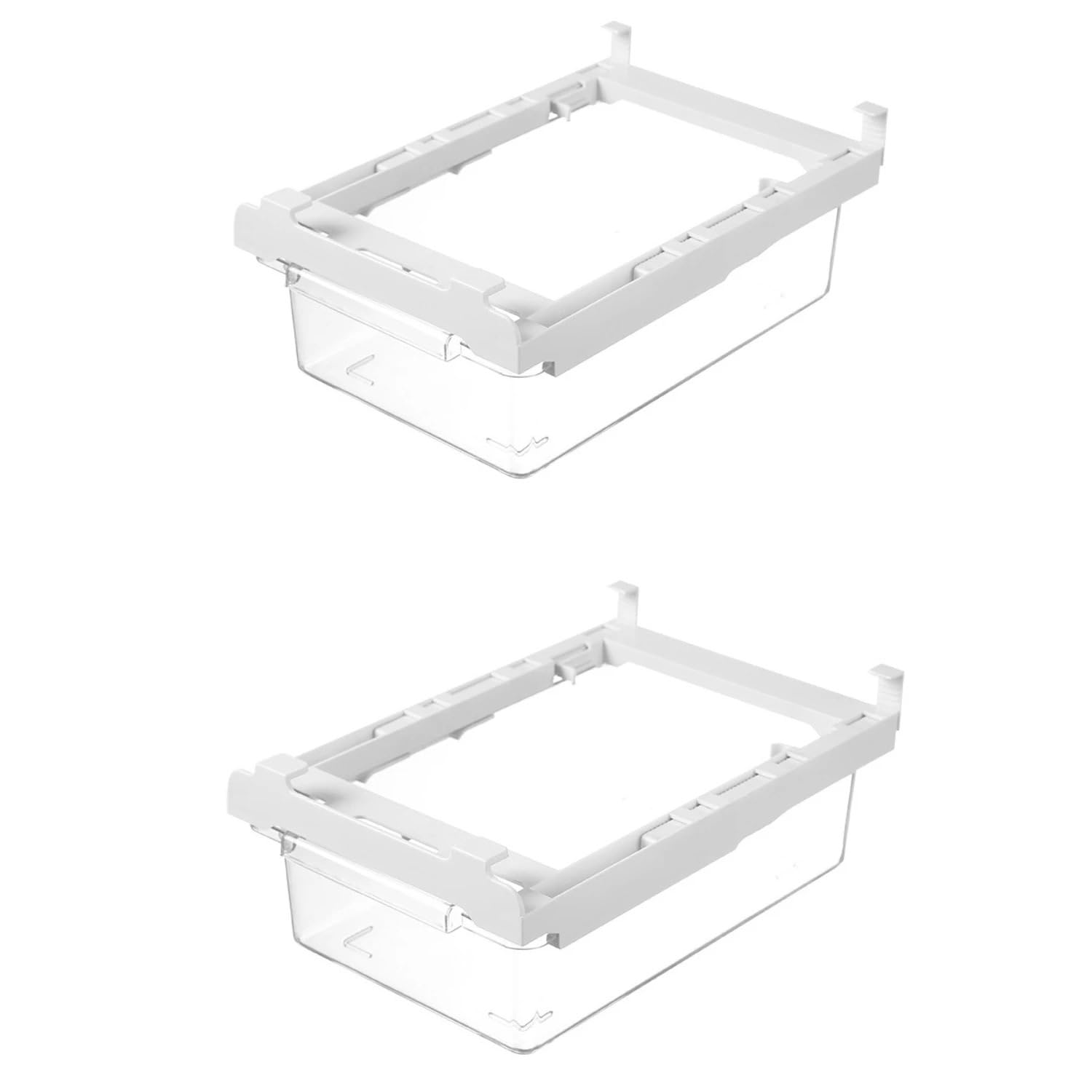 XINXIYUAN Household Transparent Retractable Refrigerator Storage Box, Anti Odor Partition Basket, Hanging(Transparent 2pcs)