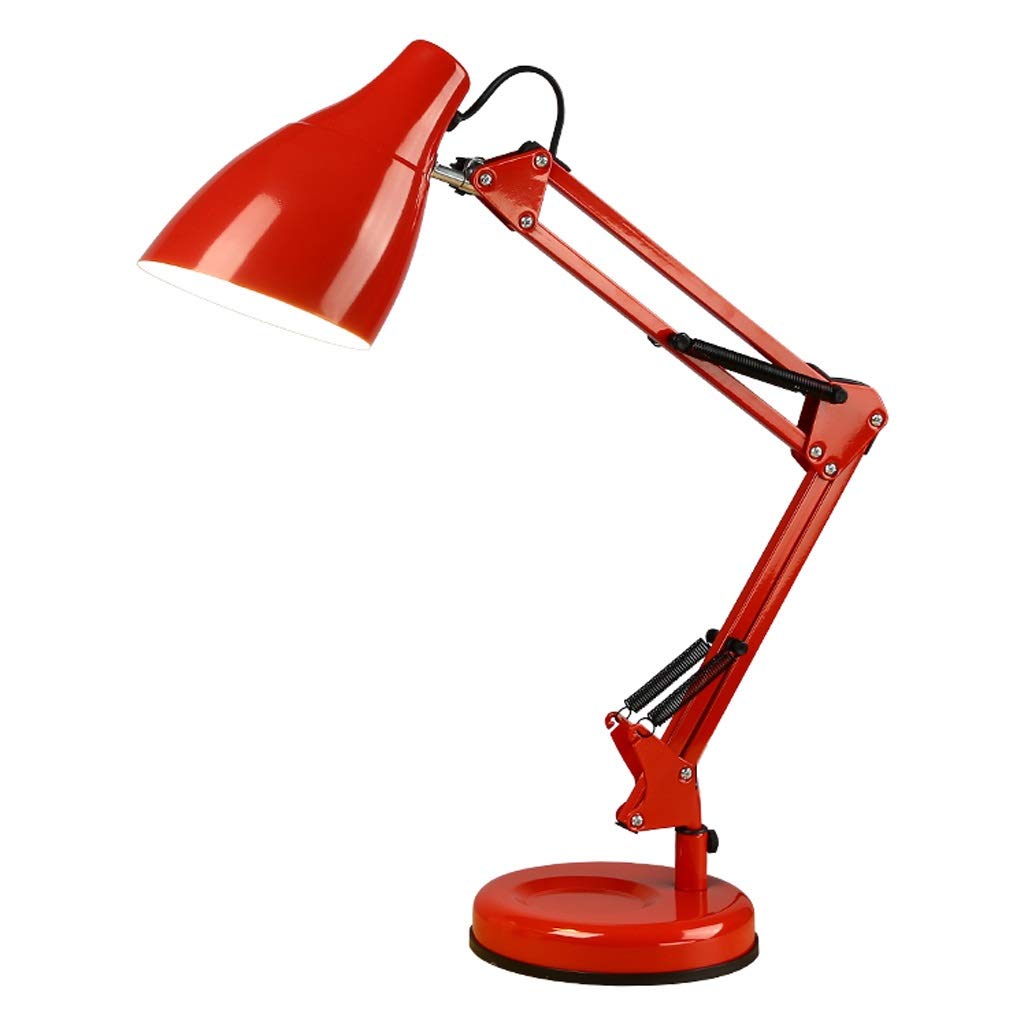 dhcsf Desk Lamp Swing Arm LED Desk Lamp Iron Art Table Lamp Adjustable Reading Lights for Living Room Bedroom Study Office Bedside Nightstand Lamp Desk Light (Color : Red)