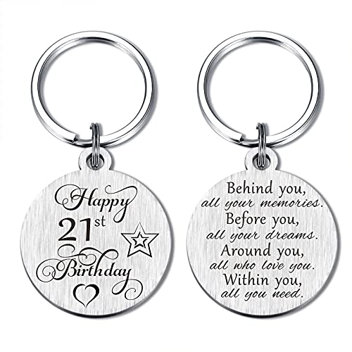 Product Image of the Laluminter 21 Year Old Birthday Gifts for Women Men - Happy 21st Birthday Keychain Party Favors Decorations for Her Him Girls