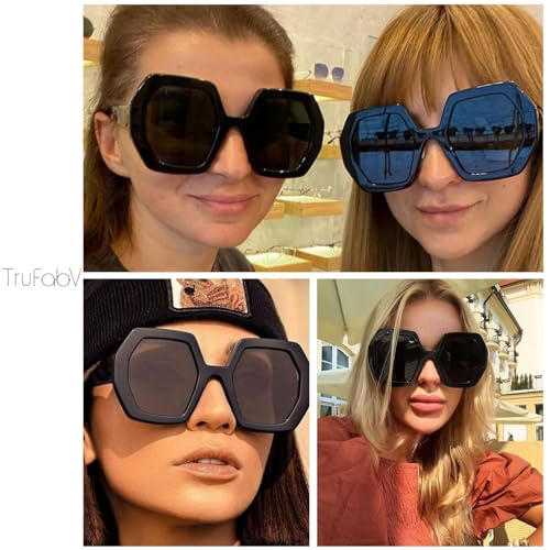 70s Oversized Sunglasses Womens Trendy Retro Square Sun Glasses Fashion Hexagon Thick Shades4