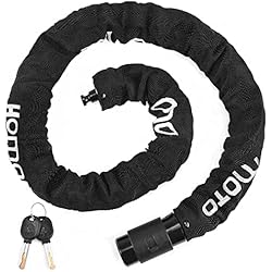 Candado Crosby Candado Para Bicicleta Con Llave, Candado Giratorio de 100cm Con Cubierta Impermeable, Candado de Cadena Para Cochecito de Motocicleta, Cadena de Acero de 6mm, 2 Llaves, Negro