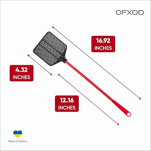 Miniatura 3 de OFXDD Matamoscas de goma, paquete de matamoscas largo, matamoscas resistente, color rojo (paquete de 3)