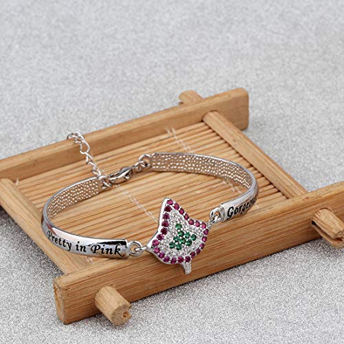 CHOORO Pretty In Pink Gorgeous In Green Zircon Bracelet Leaf Bracelet3