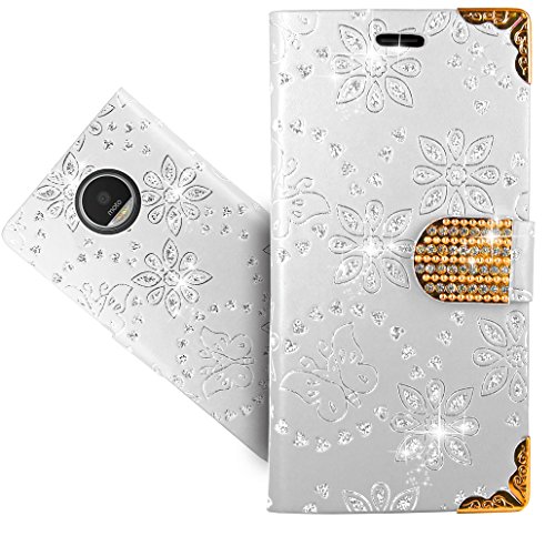 Motorola Moto Z Play/Moto Z Play Droid Case, FoneExpert Bling Diamond Butterfly Flowers Leather Kickstand Flip Wallet Bag Case Cover for Motorola Moto Z Play/Moto Z Play Droid