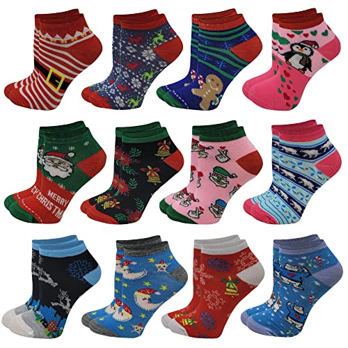 Image of SUMONA Differenttouch 12 Pairs Pack Women Low Cut Colorful Fancy Design Ankle Socks