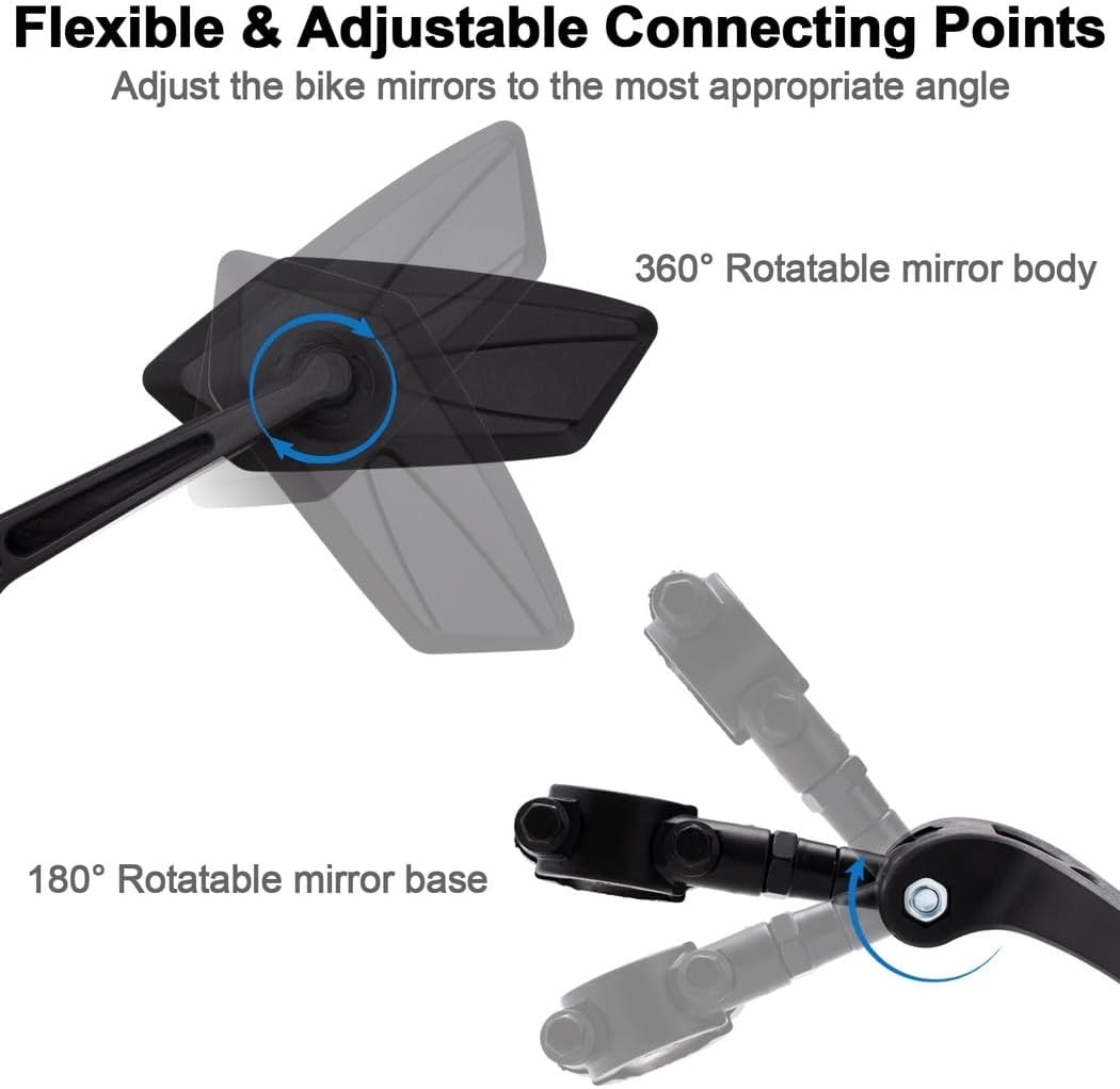 Ultra Clear Mirrors,Adjustable Rearview Mirrors, Wide Vision Mirrors for Safe Cycling, 1 Pair