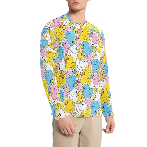 Men's Long Sleeve Rash Guard UPF 50+ UV Swim Shirts Sun Protection Fishing Hiking Rubber Duck T-Shirt3