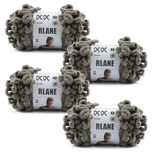 Image of Loop Yarn for Finger Knitting Soft - Chunky Yarn for Hand Knitting - 4 Pack of 180 G /6.4 Oz - #7 Jumbo - 18 Yards - Chenille Blanket Yarn for Crocheting Blankets Amigurumi (4, Brown)