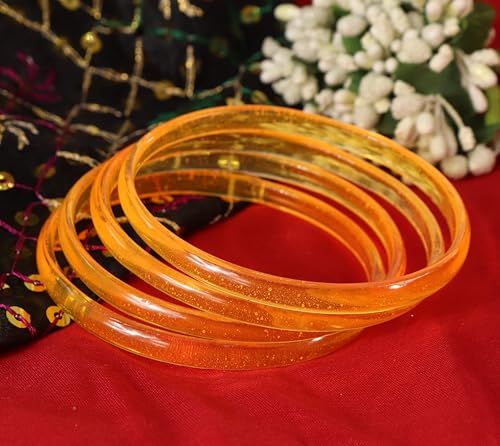 Image of STYOLLO Viral Jelly Plain Transparent Glass Kada Set For Women & Girls | Kanch Kada For Girls | Daily Ethnic Traditional Jewelry | Glossy Classic Fashion Kangan For Wedding, Festive & Parties - Set Of 4