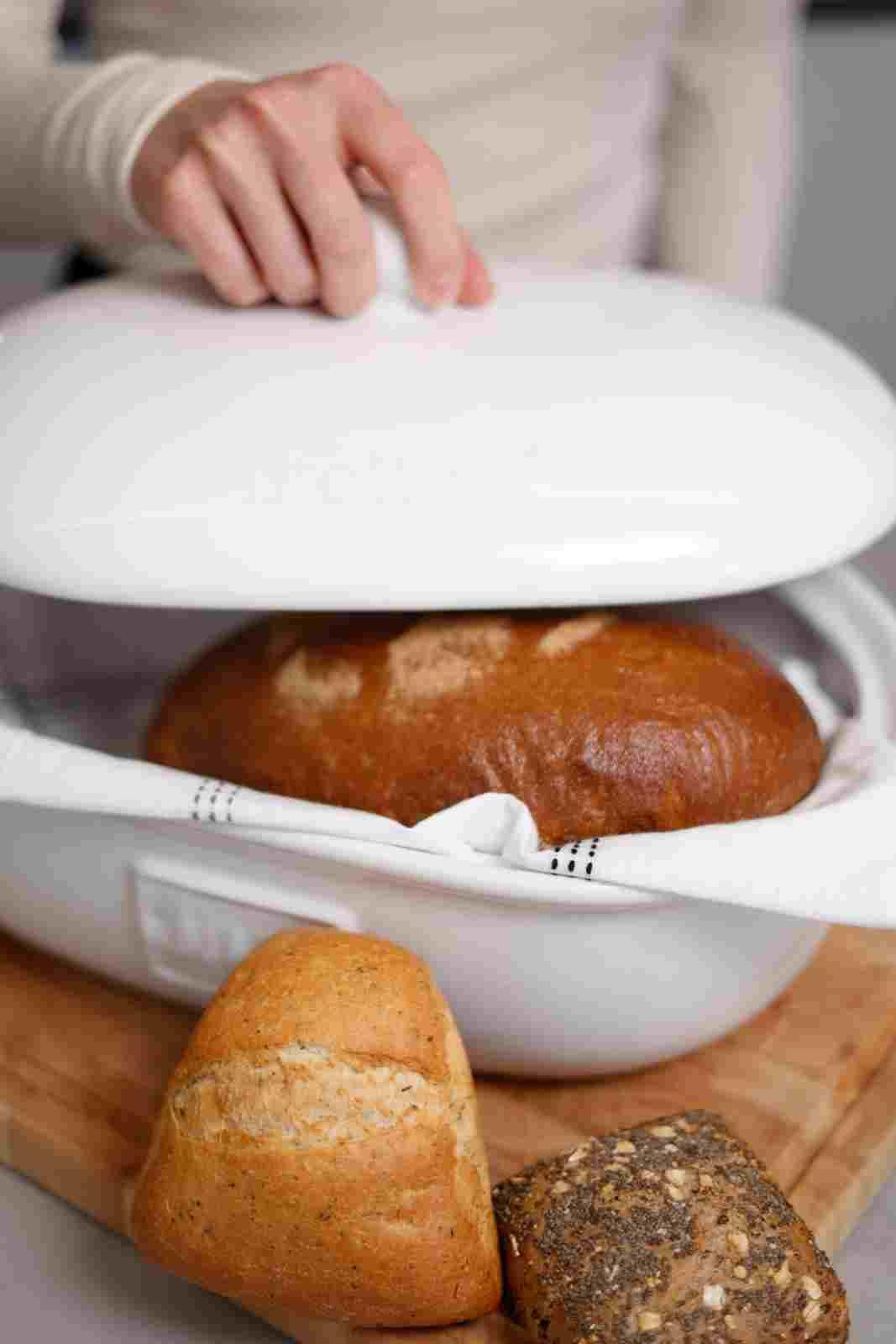 Carl Tode Brottopf Steingut weiß 36,5 cm – oval, Luftlöcher, ofenfest, spülmaschinenfest