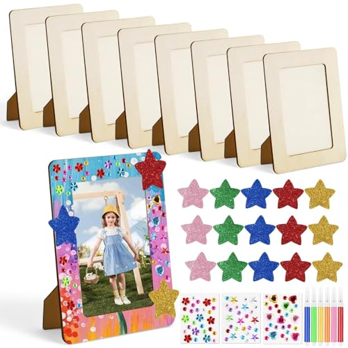 FYSL Bricolage Cadres Photos pour Enfant, Kits de Cadres Photo en Bois avec Pierres Scintillantes et Autocollants, Activités Manuelles pour Loisir Creatif...