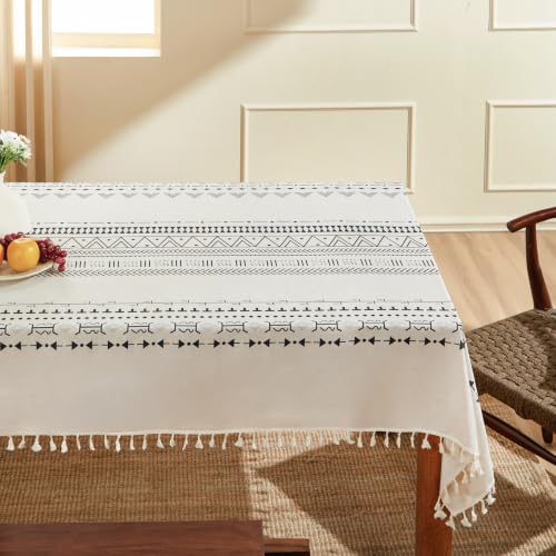 Image of Amazon Basics Tablecloth for Dining Table Cover, Microfiber Fabric Rectangle Tablecloth. 60x90 Inches 6 Seater (Boho Black, 6 Seater)