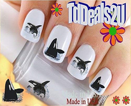 HipZySticKyAnimals - Whale - Whales 3 Orca Whale Nail Decals - WaterSlide Nail Art Decals - Salon Quality DIY Nail Accessories Made in USA