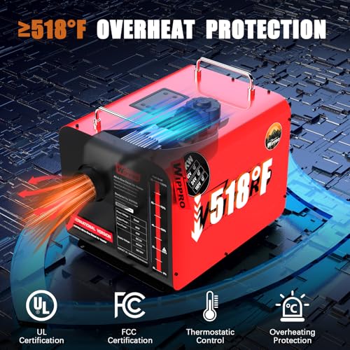 WIPPRO Diesel Heater 8KW, 12V/24V/110V Diesel Heaters All in One, 1.6Gal Diesel Air Heater with LCD Switch, Remote Control for Campers, Car, RV Truck, Boat, Campervans, Caravans (RED)