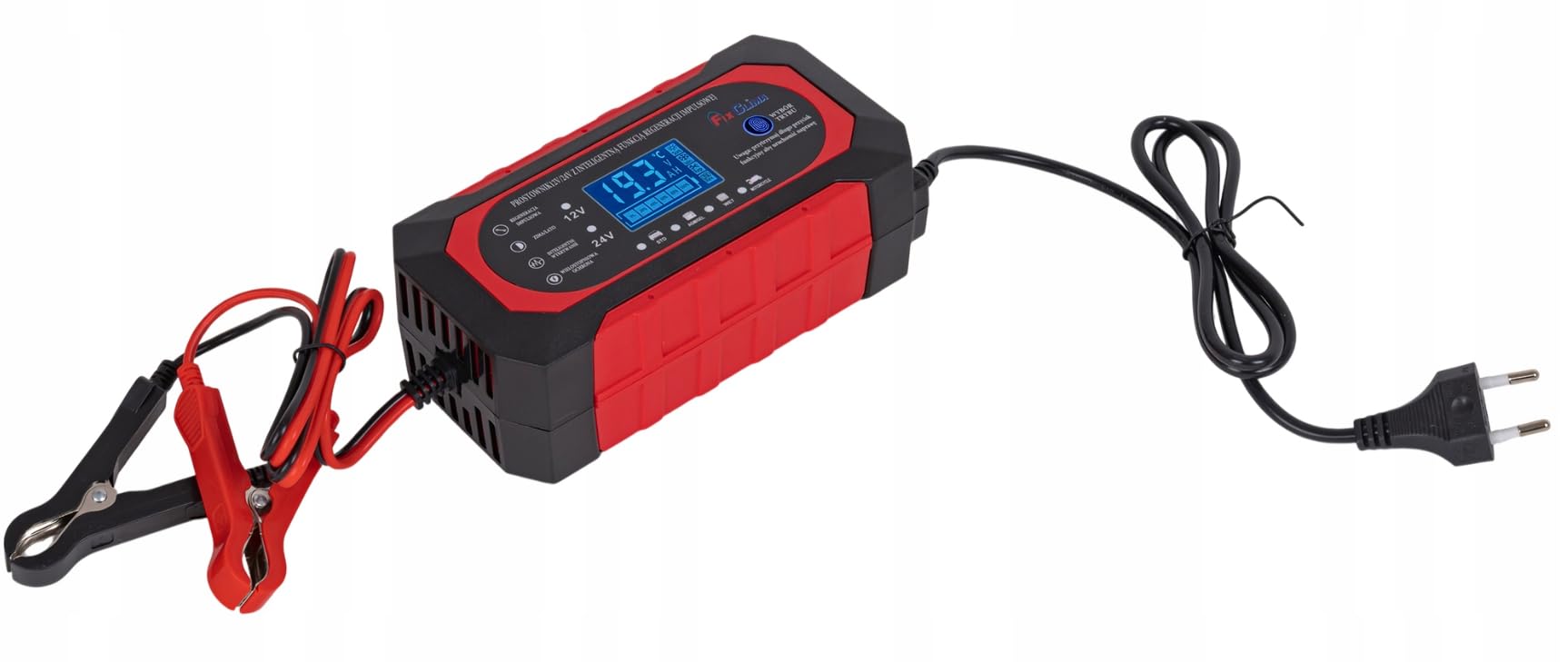 Caricabatterie intelligente per auto, 12 V, 10 A, 24 V, 5 A, caricatore automatico con display LCD e funzione di riparazione di impulsi per auto, moto, camion, AGM, gel, batterie al piombo acido