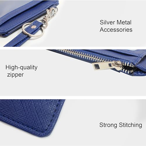 Credit Card Holder Wallet RFID Blocking Leather Small Wallet for Women Slim Minimalist Front Pocket Wristlet Wallets for Women （Navy Blue）4