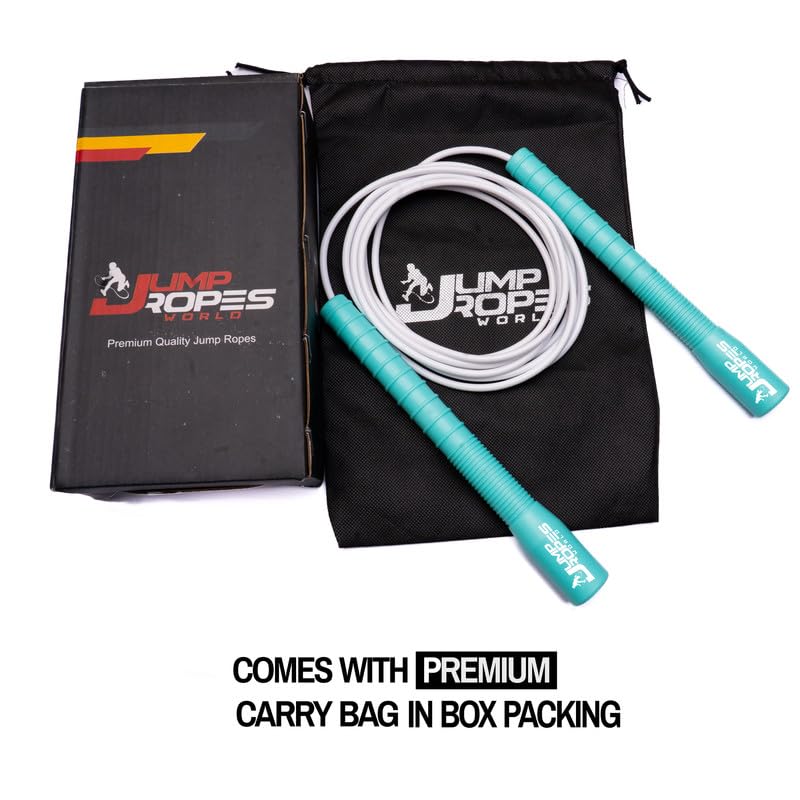 Image of World, Long Handle 4MM | Freestyle Adjustable PVC Skipping Rope for Men | Tangle-Free, Fast-Spinning Jump Rope for Beginners and Trick Training (Mint)