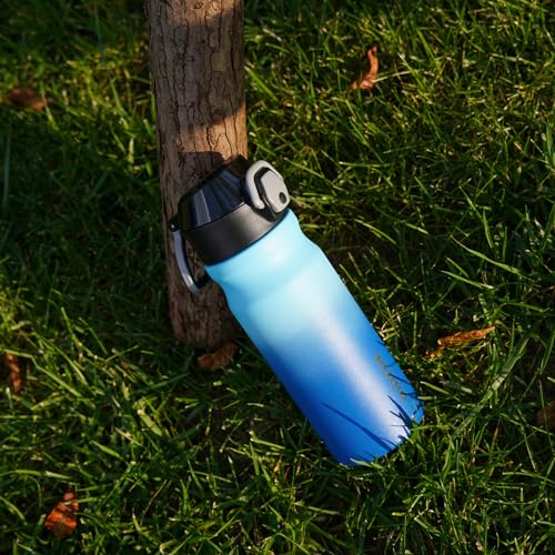 Image of BJPKPK 18 oz Water Bottle with Straw & Handle, Insulated Stainless Flask | Leak Proof Locking Lid, Thermal, Double Wall Vacuum, Keeps Hot /Cold, BPA Free, Dishwasher Safe, Travel & Sports, Ocean Dream