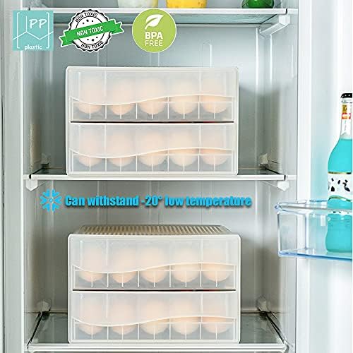 La Llareta Eggs Storage Box, 60 Cells/2 Layer Egg Fresh Box, Egg Holder Storage Fridge, Stackable, Drawer Type, for Kitchen, Picnic, Restaurant