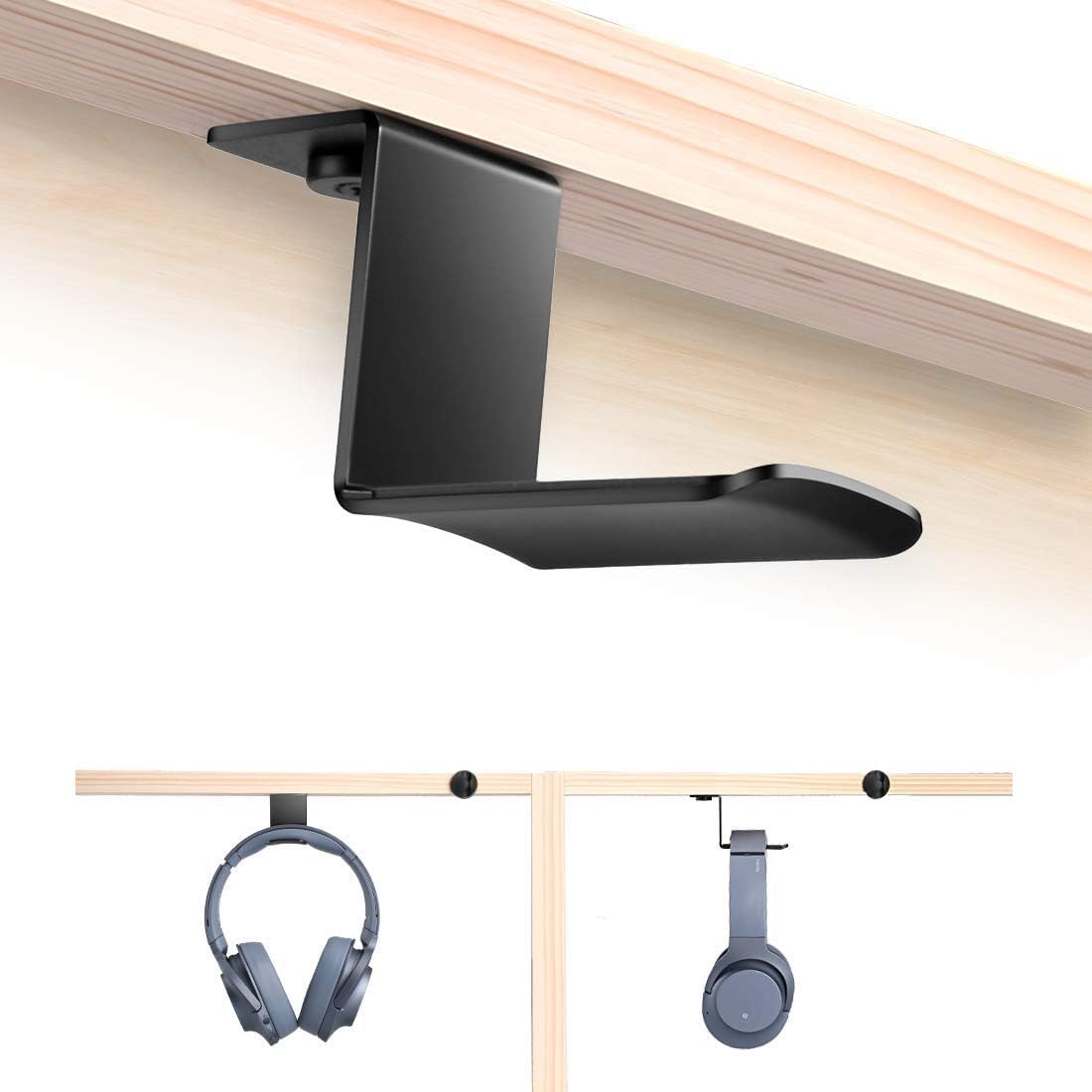 Hommie Supporto per Cuffie, Gancio Appendi Cuffie in Metallo a 360 Regolabile, Supporto da Incollare Ganci Universali per Tutte Le Cuffie, Ganci Adesivi per Appendere la Borsa o i Altri Articoli Nero