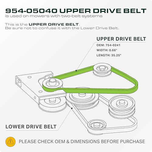 Image of UDC Parts 954-05040 Upper Drive Belt Replacement - 35.25 Inches Length - for Craftsman T110 954-0241A Upper Drive Belt 754-0241A 9540241A 95405040 Troy Bilt Pony MTD /Aramid Cord