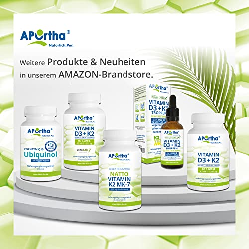 APOrtha Vitamin D3 5.000 I.E + 200 µg K2 99+% ALL-Trans, 365 vegetarische Tabletten hochdosiert u. teilbar, Premium Vitamin D und K Tablette leicht zu schlucken - Alternative zu Tropfen und Kapseln