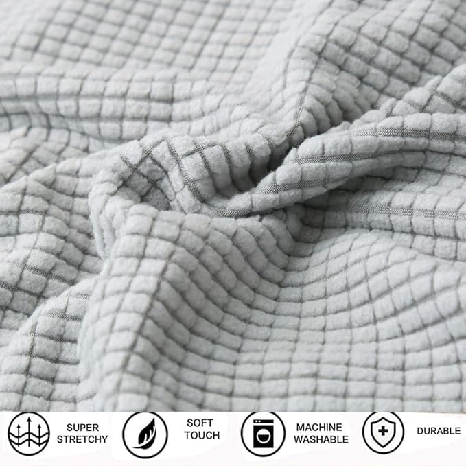 Image of HOMETHREADS Stretchable Lycra /Velvet Bed Headboard Cover Soft BedHead Dust-Proof Cover,Head Back Protector for Your Leather /Cloth /Wooden Bedside|3to3.3 Feet Single Bed Back Cover (Light Grey, 90x65cm)