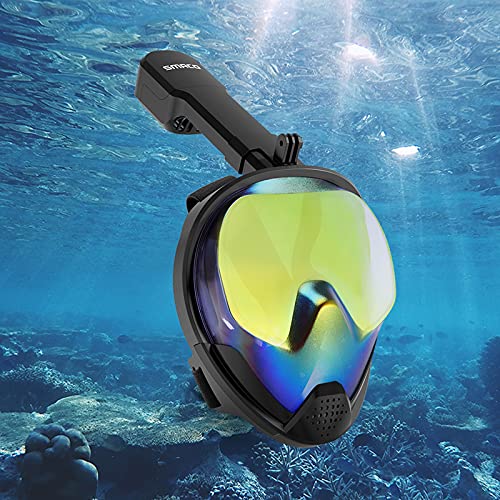 Full Face Snorkel Mask for Adults Snorkeling Mask with Detachable Camera Mount Anti-Fog&Anti-Leak Snorkel Mask 180Â° Panoramic View Swim mask Snorkel Set with UV Protectionand and Latest Dry Top System