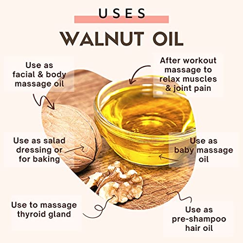 Image of ESSENTIA EXTRACTS Cold-Pressed Walnut Oil - 100% Pure Akhrot Ka Tel - Glass Bottle, For Baby's Massage (Hair & Skin) 25ML