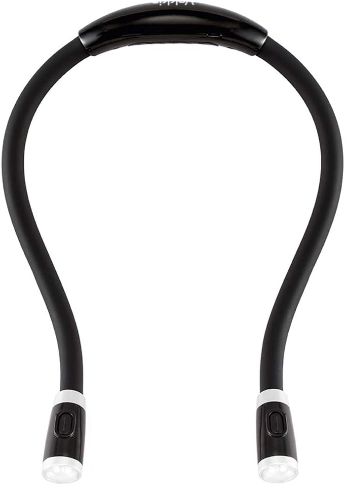 Rechargeable LED Book Light, Neck Hug Reading Lights for Relaxed Reading in Bed, knitting lamp 3 Brightness Levels,Hand-Free Super Flexible Arms.Perfect for Bookworms, Kids, Crafts（USB Cable Included）