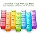 Sukuos Weekly Pill Organizer 4 Times a Day with PU Leather Case, Large 7 Day Pill Box (Morning Noon Eve Bed), Daily Pill Case for Vitamin/Fish Oil/Supplements