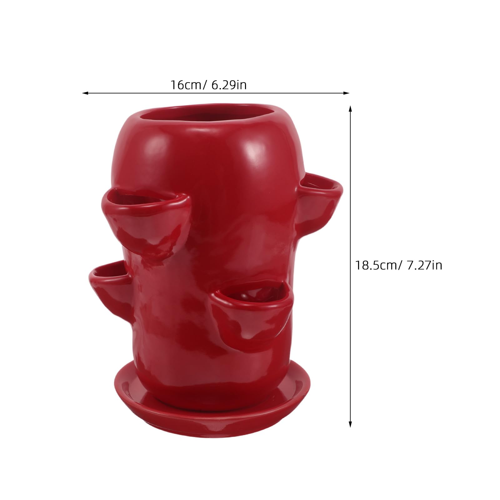 TOYANDONA Ceramiczna doniczka w kształcie jabłka – wyjątkowa dekoracyjna doniczka z podstawką do sukulentów, ziół i roślin doniczkowych
