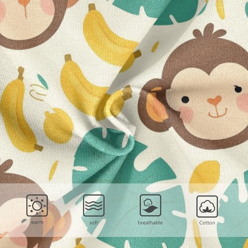 Wusikd Cute Monkey Girls' Underwear Cotton Banana Leaves Girls Briefs Soft Toddler Underwear 2T3