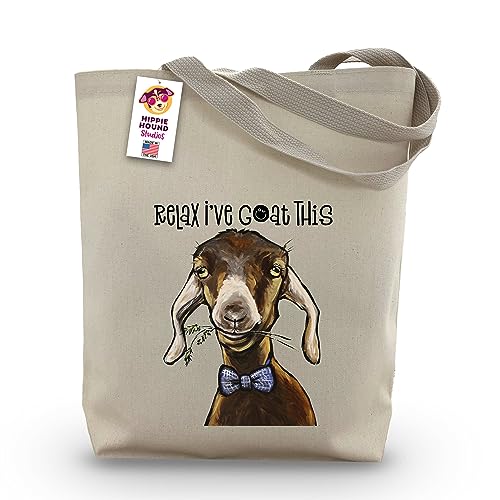 Relax I've Goat This Funny Goat Tote Bag - Goat Gifts for Women - Goat Lover Gift - Handmade Totes - Goat Canvas Totes - Cute Goat Reusable Shopping Bag- Shoulder Bag - Grocery Bag - Beach Bag