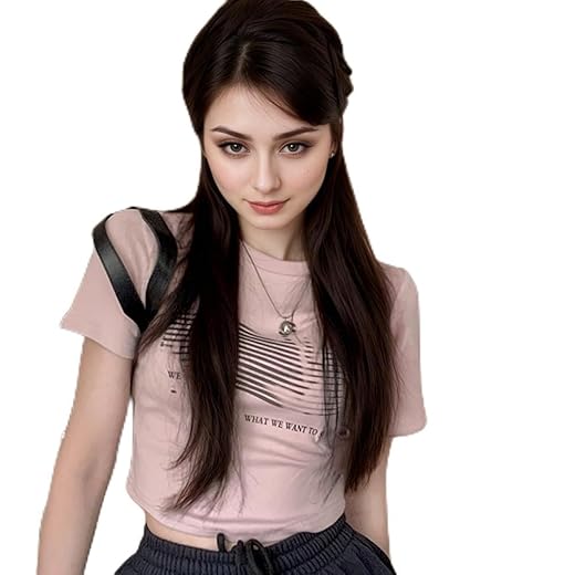 Camiseta feminina de manga curta casual verão estampa de desenho animado gola redonda