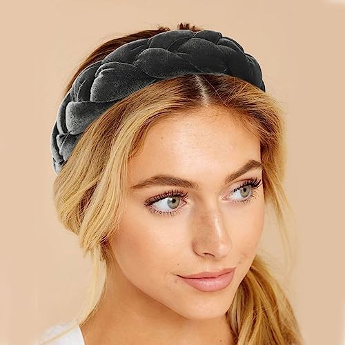 Image of DRESHOW Braided Headbands for Women Velvet Hair Hoop Elastic Criss Cross Hair Bands Accessories