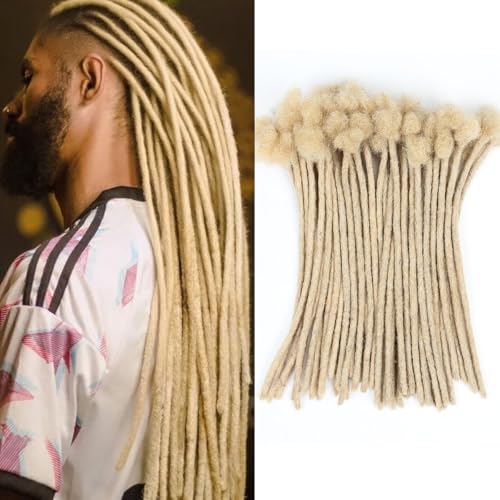 Vecago 16 inch 50 Strands Loc Extensions Human Hair, 0.4cm Width 100% Human Hair Dreadlock Extensions for Men/Women, Can be Dyed Soft Dreads...