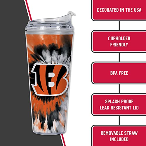 Image of Rico Industries NFL Football Glitter 24oz Acrylic Glitter Tumbler with Hinged Lid, Officially Licensed Double Wall Tumbler with Straw