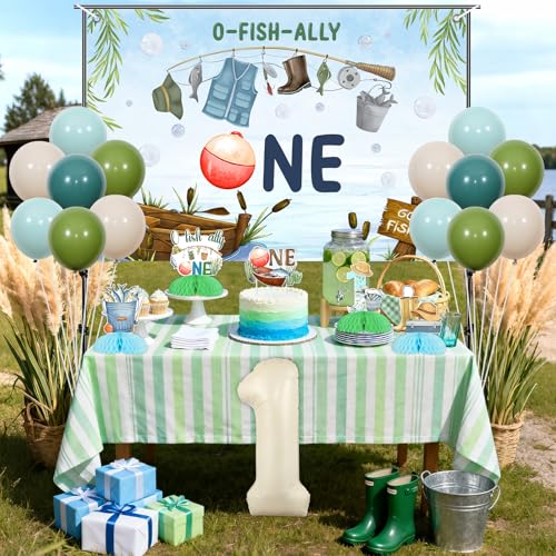 Topper de gâteau Gone Fishing avec ballons et décors de table