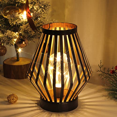 Jhy Design 8.7Inch Tall Metal Cage Led Lantern Battery Powered Cordless Accent Light With Led Edsion Style Bulb Great For Weddings Parties Patio Events For Indoors Outdoors #TOP1